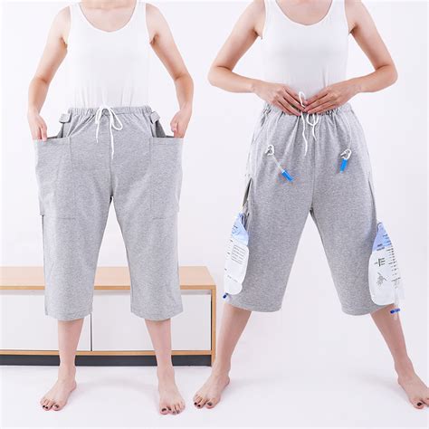 Single/Double Pocket Pants with Collection Urine Bag Storage for Cystostomy Fistula Elderly ...