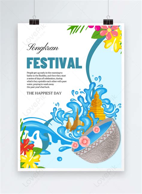 Creative hand drawn style thailand songkran festival poster design ...