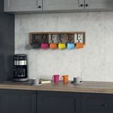 Emma + Oliver Distressed Rustic Coffee Sign with 6 Sturdy Metal Hooks ...