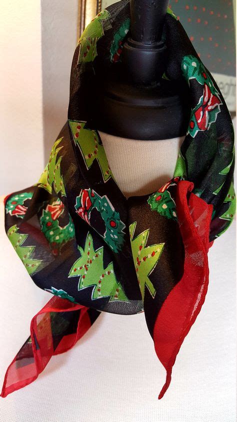 ECHO Silk Christmas Scarf 20" x 21' Square Wreathes Christmas Trees ...