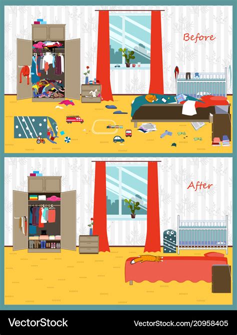 Dirty and clean room disorder in the interior Vector Image