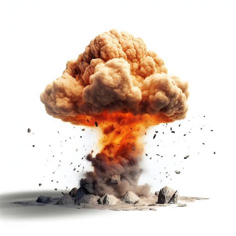 Premium Photo | Atomic bomb mushroom cloud explosion on white background