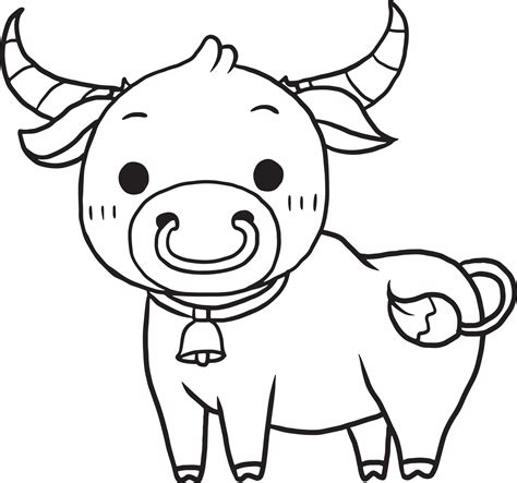 Buffalo animal cartoon doodle kawaii anime coloring page cute ...