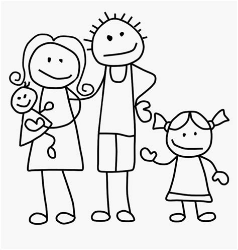 Family Clip Art Black And White - Transparent Stick Figure Family, HD Png Download - kindpng