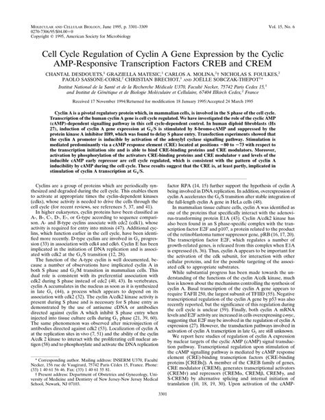 (PDF) Cell cycle regulation of cyclin A gene expression by the cyclic ...