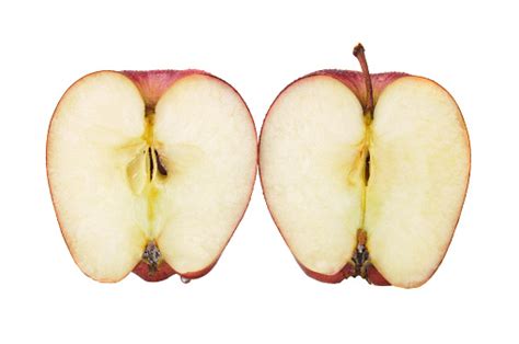 Red Apple Cut In Half Stock Photo - Download Image Now - iStock