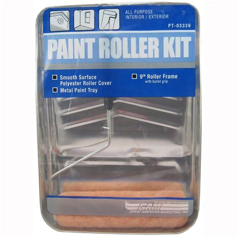 3-Piece 9 Roller Metal Tray Painting Kit-PT03339 - The Home Depot