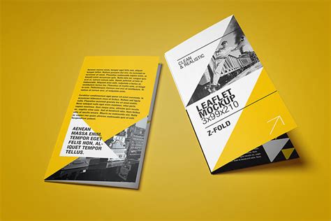 5 Views of a Z-Folded Flyer Mockup - Mockup Hunt