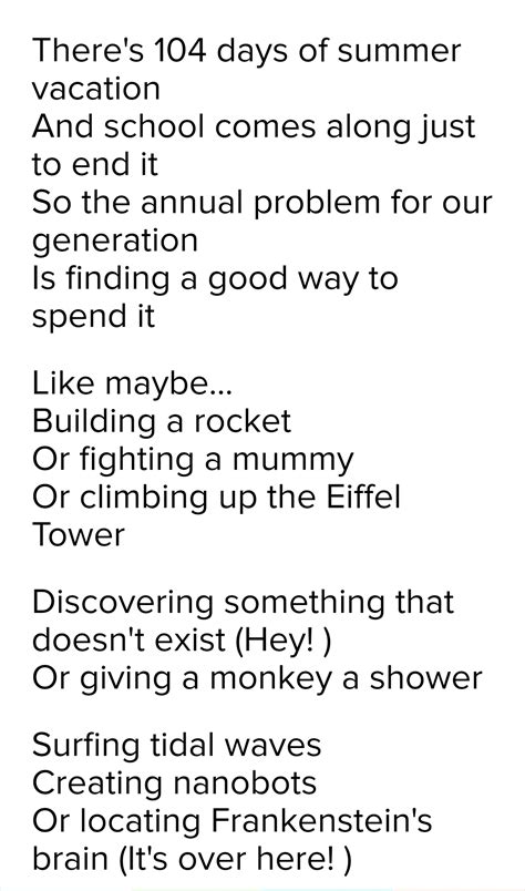 Phineas and ferb song lyrics (you'll need it) : r/PewdiepieSubmissions