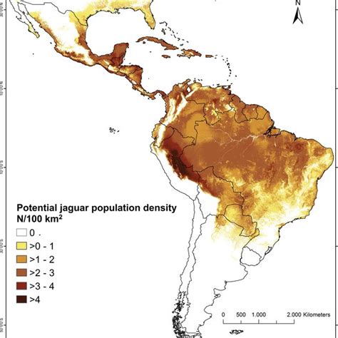 Study area map. Indicated are historical and current jaguar range (see... | Download Scientific ...