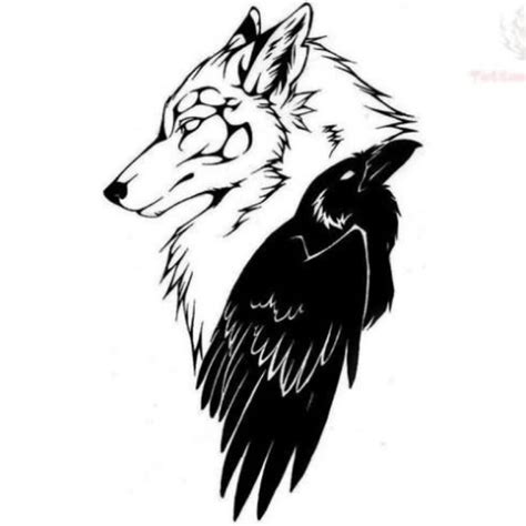 Wolf and raven tattoo design | Wolf tattoo design, Wolf tattoos, Tattoos