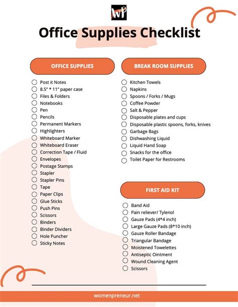 Office Supplies Checklist - free download | Office supplies checklist ...