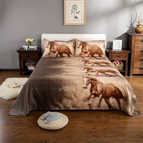 3D Horse Bedding Set Classic Animal Print Duvet Cover Twin Queen King Bed Sheet Flat Sheet ...