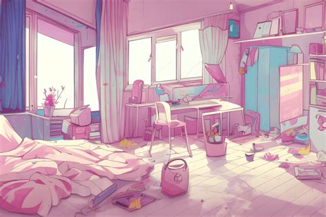 Anime Style Messy Room Interior Graphic · Creative Fabrica