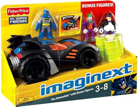 Fisher Price DC Super Friends Imaginext Batmobile 3 Figure Set Bonus Figures - ToyWiz