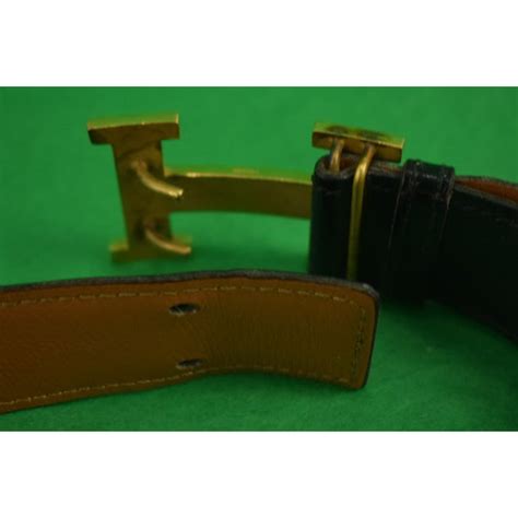 "Hermes Paris Signature Brass 'H' Buckle Belt"