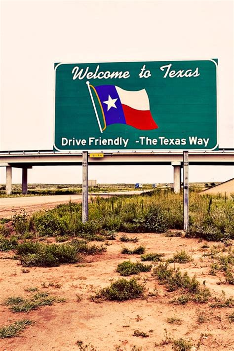 Welcome to Texas Roadside Sign Summer Road Trip Travel