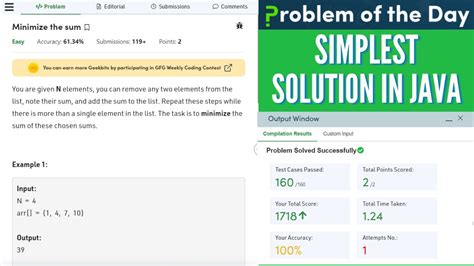 Minimize the sum GFG Practice POTD || GFG POTD 12th Jan Solution in Java - YouTube