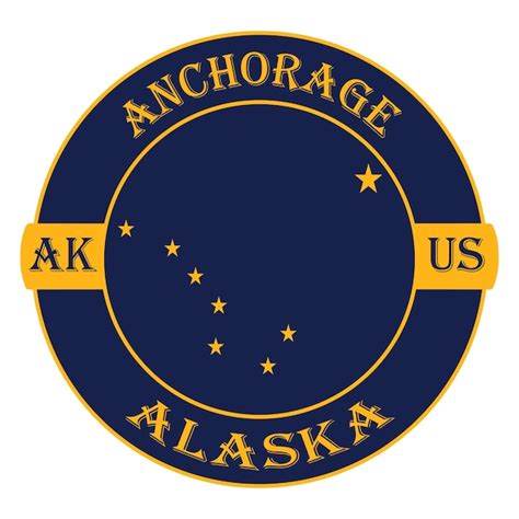 Anchorage alaska flag usa travel souvenir seal stamp badge sticker logo vector illustration svg ...