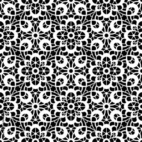 Black and white lace texture, seamless pattern Stock Vector | Adobe Stock