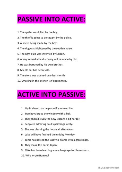 Active And Passive Voice Exercises Shop Official | tratenor.es