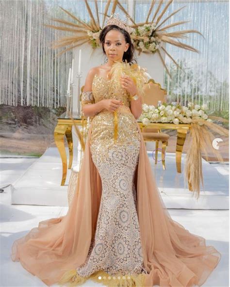 Cream and Gold Shweshwe Wedding Dress 2022 | African traditional ...