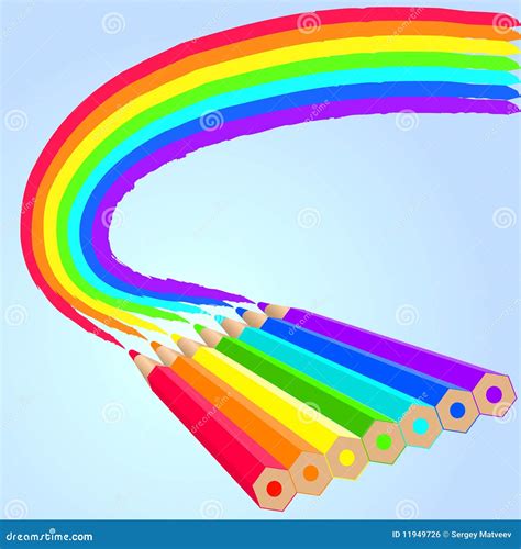 Rainbow pencils stock vector. Illustration of drawing - 11949726