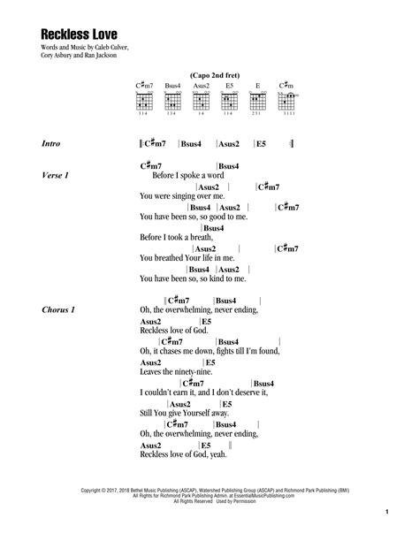 Reckless Love by Cory Asbury - Guitar Chords/Lyrics - Guitar Instructor