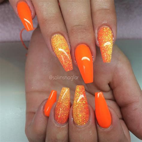 Instagram photo by @solinsnaglar • Jul 27, 2015 at 11:12pm UTC | Orange acrylic nails, Orange ...