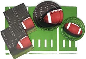 Amazon.com: Football Paper Plates Napkins and Tablecloth Bundle of 4, Service for 8: Kitchen ...