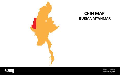 Chin State and regions map highlighted on Burma myanmar map Stock ...