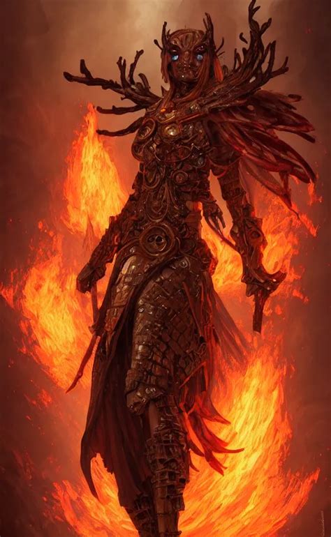 warforged wildfire druid, dramatic pose, d & d, | Stable Diffusion