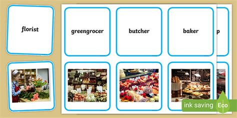 Different Types of Shops - Matching Cards - ESL Resource