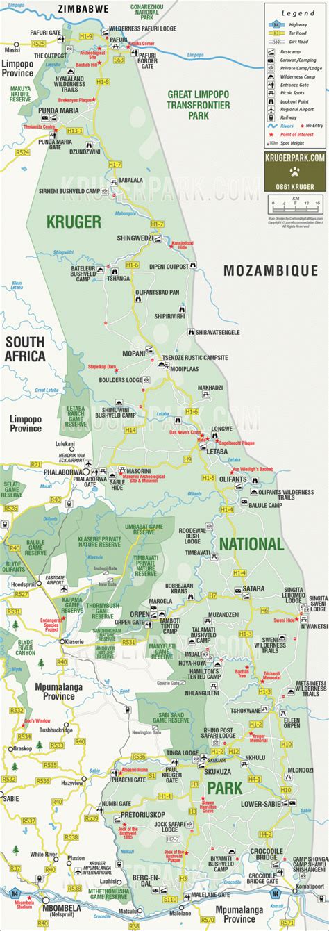 Map Krugerpark | Kruger National Park | Homes of Africa