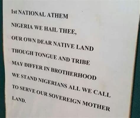 See An Old Sheet Of The First Nigeria's National Anthem - Politics ...