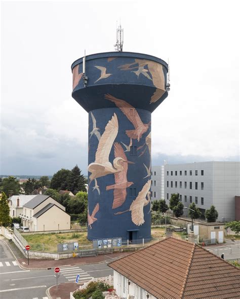 Flying Ospreys, Herons, and Terns Comprise a 35-Meter Water Tower Mural ...