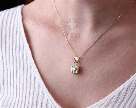 14k Gold Lock Necklace Little Gold Lock Charm Necklace | Etsy