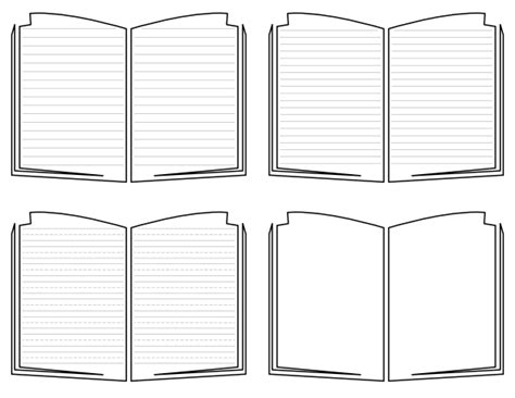 Free Printable Open Book-Shaped Writing Templates