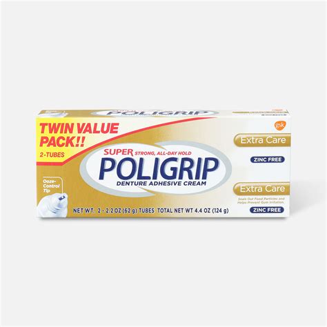 Super Poligrip Extra Care Zinc Free Denture Adhesive Cream - Twin Pack