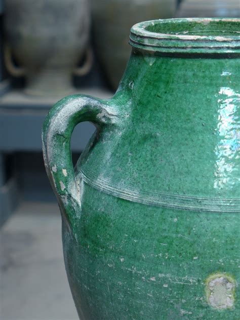 Green Glazed Terracotta Pot Clay Pot Antique Vase Antique Coffee Table ...
