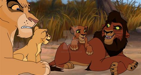 Vitani and Kovu chatting with their cubs by annastar123 on DeviantArt