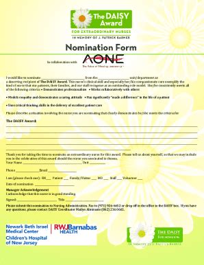 Fillable Online Daisy Nomination Form. Daisy Nomination Form Fax Email Print - pdfFiller