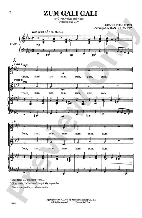 Zum Gali Gali: 2-Part Choral Octavo - Digital Sheet Music Download