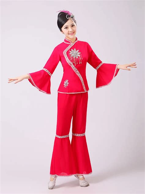 Chinese Folk Dance Wear Yangko Dance Costume Women Chinese Fan Dance ...