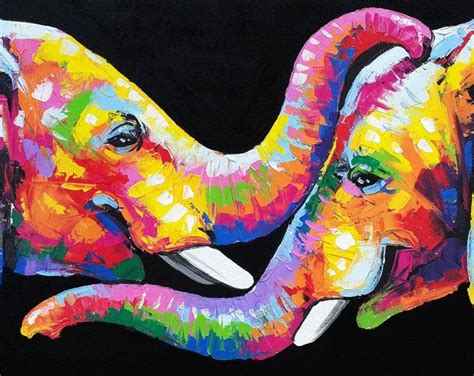 40 x 80 cm, Colorful elephant wall decor paintings | Elephant painting ...