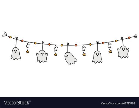 Halloween garland with ghost Royalty Free Vector Image