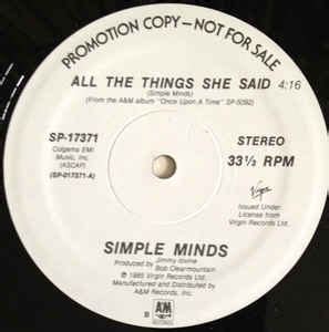 Simple Minds - All The Things She Said (1986, Vinyl) | Discogs