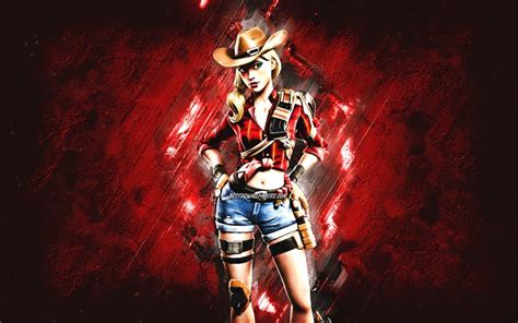 Download wallpapers Fortnite Rustler Skin, Fortnite, main characters, red stone background ...