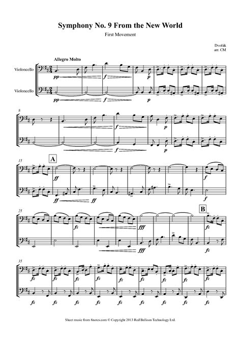 ﻿Dvořák, Antonín - Symphony No. 9 From the New World 1st movement for Cello Duet - Free Sheet ...