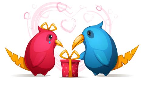 Two cartoon funny, cute bird with a large beak. Gift for girl. 517500 Vector Art at Vecteezy